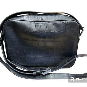 All Saints Captain square leather crossbody bag, black